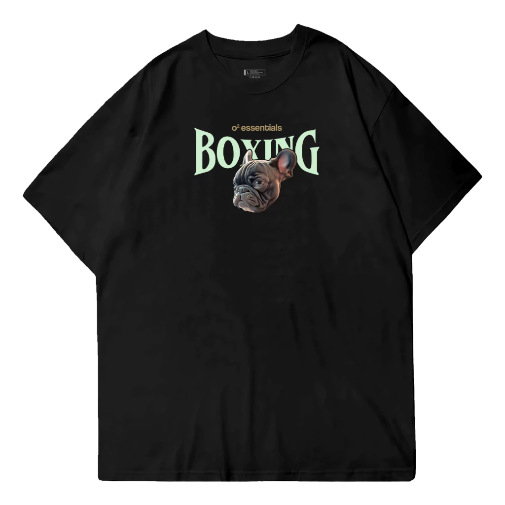 Oversized T-Shirt – Boxing Dog Black Front