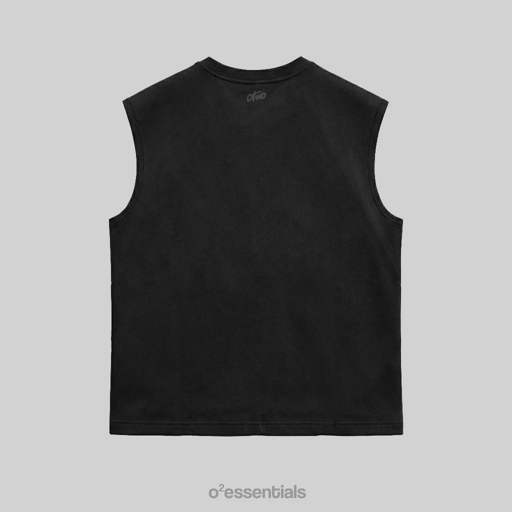 Muscle Shirt – Oversized Cotton Combed Men's Singlet Black Back