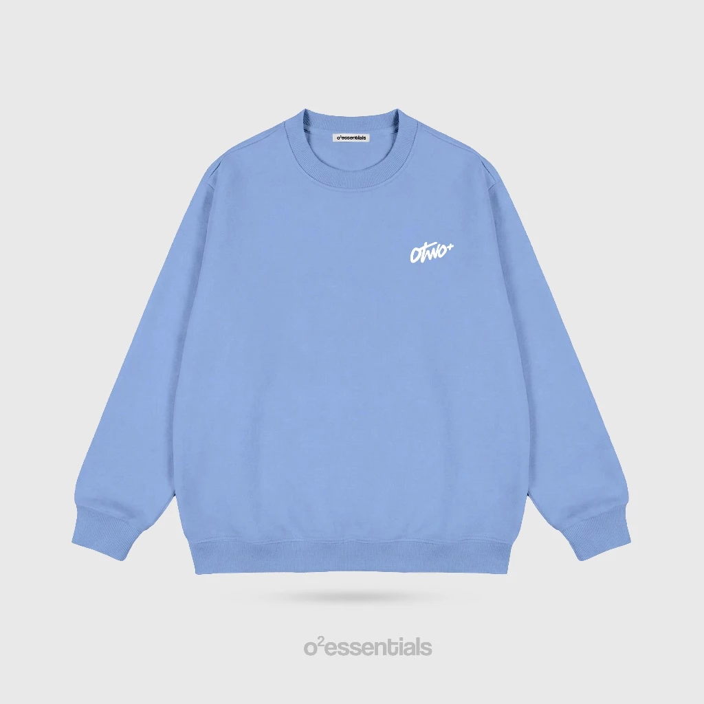 Basic Sweater Crewneck Casual - Sweater Cotton Premium Unisex Blue Front