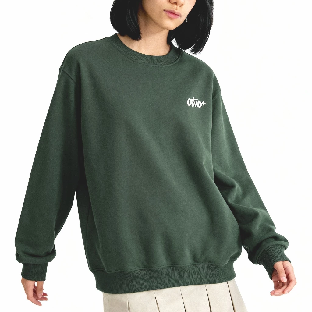 Basic Sweater Crewneck Casual - Sweater Cotton Premium Unisex Sage Back