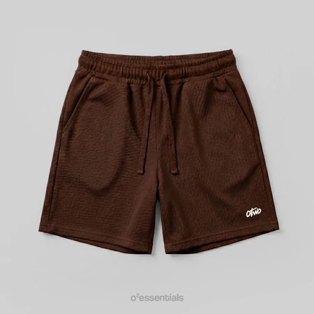 Block Shorts – Short Pants Unisex Premium Twill Brown Front
