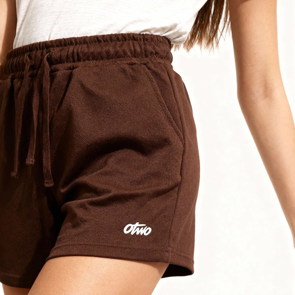 Block Shorts – Short Pants Unisex Premium Twill Brown Back