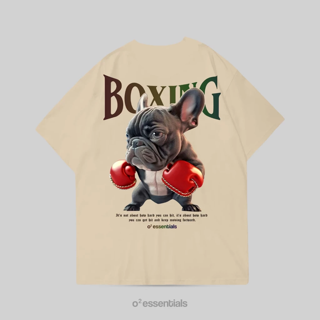 Oversized T-Shirt – Boxing Dog Cream Front