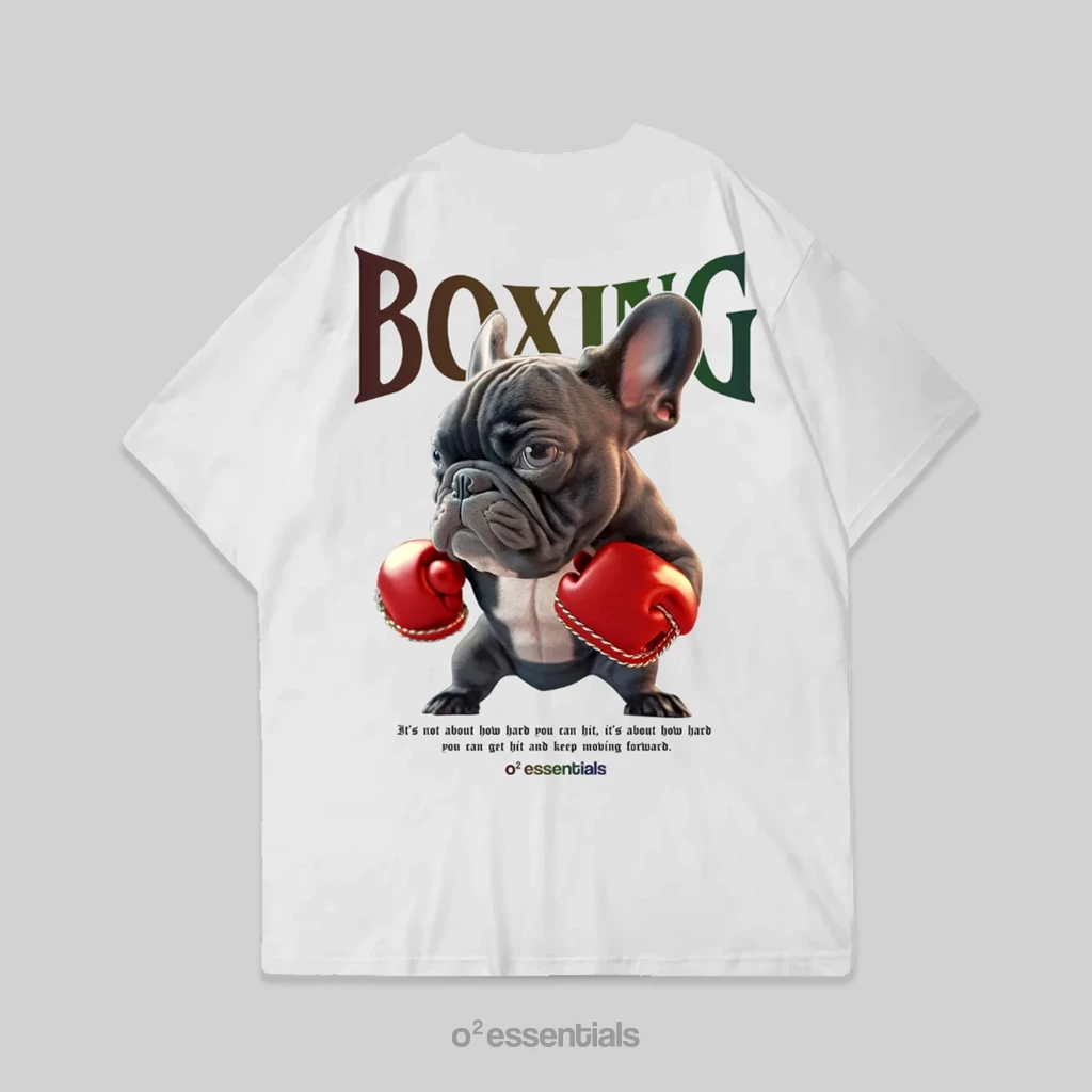 Oversized T-Shirt – Boxing Dog White Back
